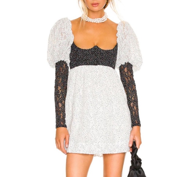 For Love And Lemons Dresses & Skirts - For Love & Lemons Clarisse Mini Dress Black & White Dot Size XS